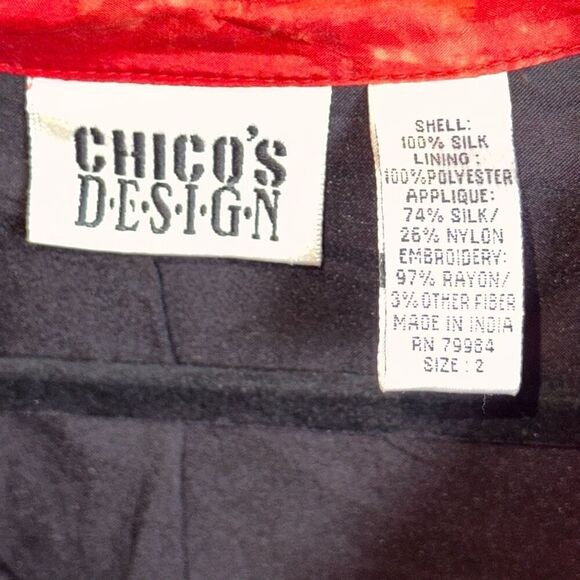 CHICO'S DESIGN Silk Windchime Beads Embroidery Top - Picture 4 of 4